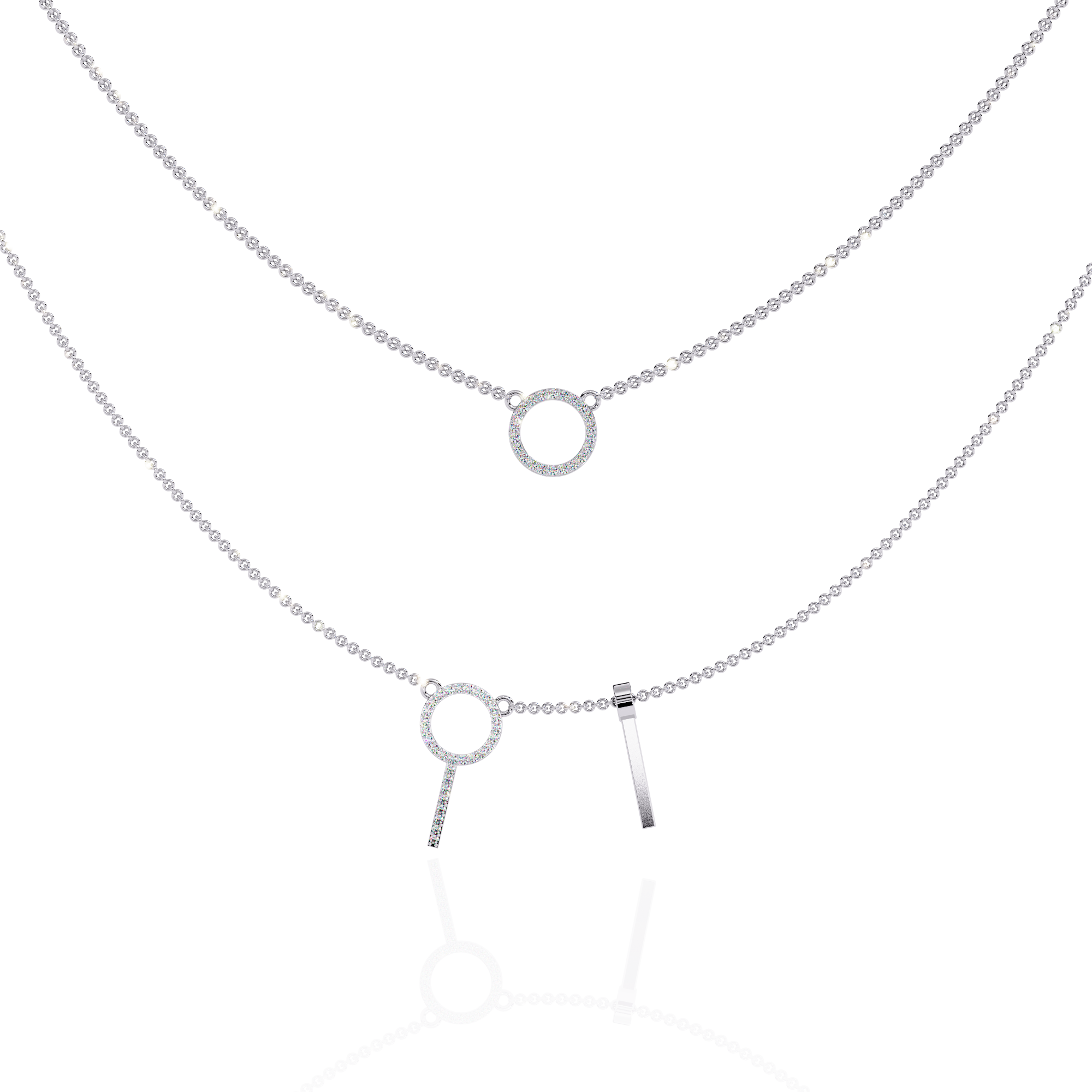 Solitairekart 0.29ct Natural Diamond Orbit and Bar Layered Necklace-HI Color, VS-SI Clarity